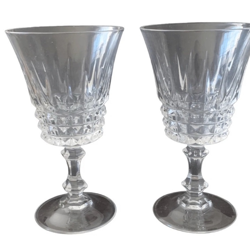 Vintage WM Dalton Finely Blown 24% French Lead Crystal Wine Glasses Verite